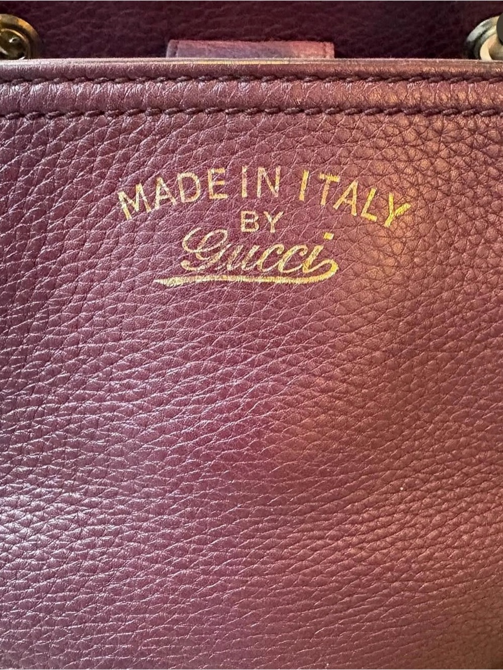 ❌ SOLD! Gucci Plum/Burgundy Leather Satchel with Bamboo Handles - Picture 4 of 4